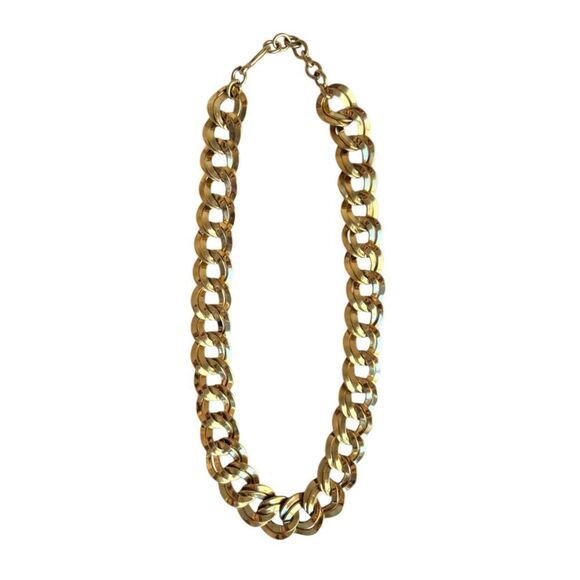 Vintage Monet Gold Chain Necklace Big Double Links Chunky Chain 18" Heavy - Picture 2 of 3